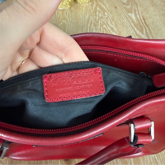 Capaccio Red Genuine Leather Crossbody Shoulder Bag Made in Italy - Picture 6 of 8